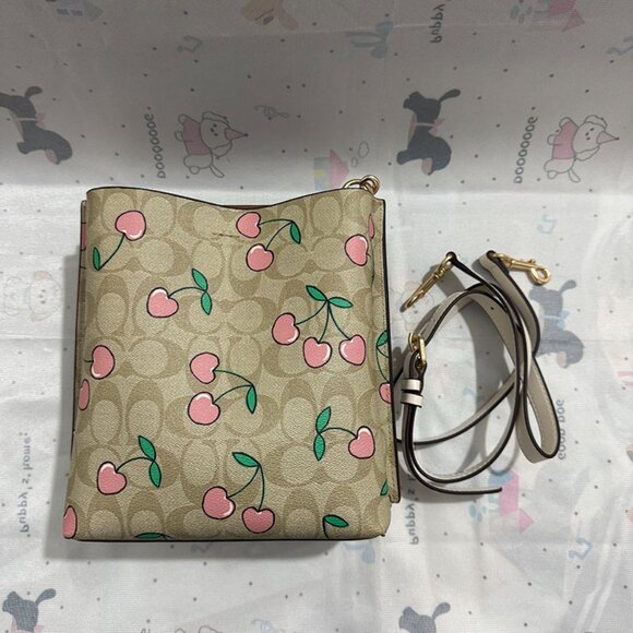 Coach Classic Floral Print Crossbody Bag With Pink Cherry Motif - Picture 2 of 6